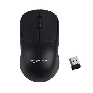 amazon basics Wireless Mouse 2.4GHz with USB Mini Receiver | 1000 DPI Optical Tracking | Silent Clicks | Comfortable Ambidextrous Design | 10m Range | Compatible with PC, Mac, Laptop (Black) - Copy