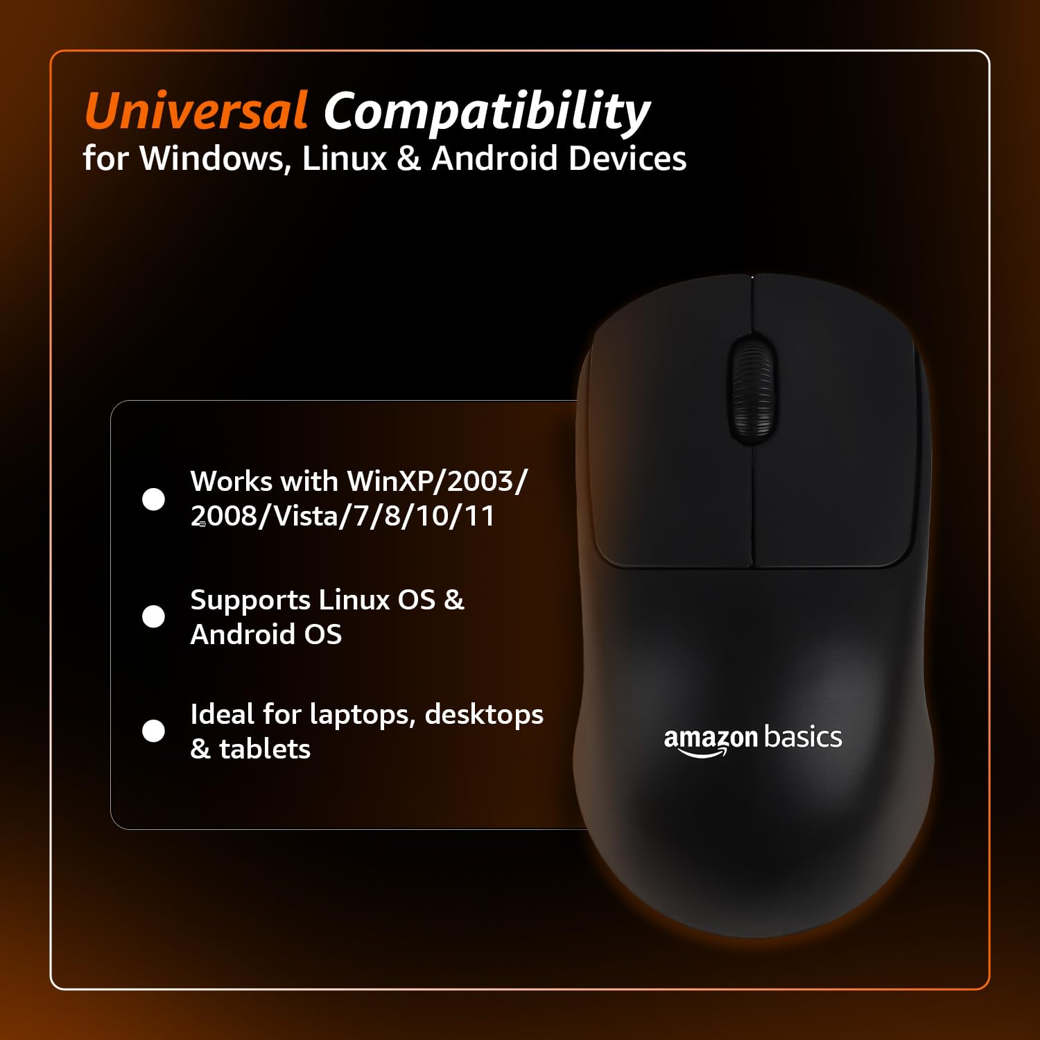 amazon basics Wireless Mouse 2.4GHz with USB Mini Receiver | 1000 DPI Optical Tracking | Silent Clicks | Comfortable Ambidextrous Design | 10m Range | Compatible with PC, Mac, Laptop (Black) - Copy - Image 2