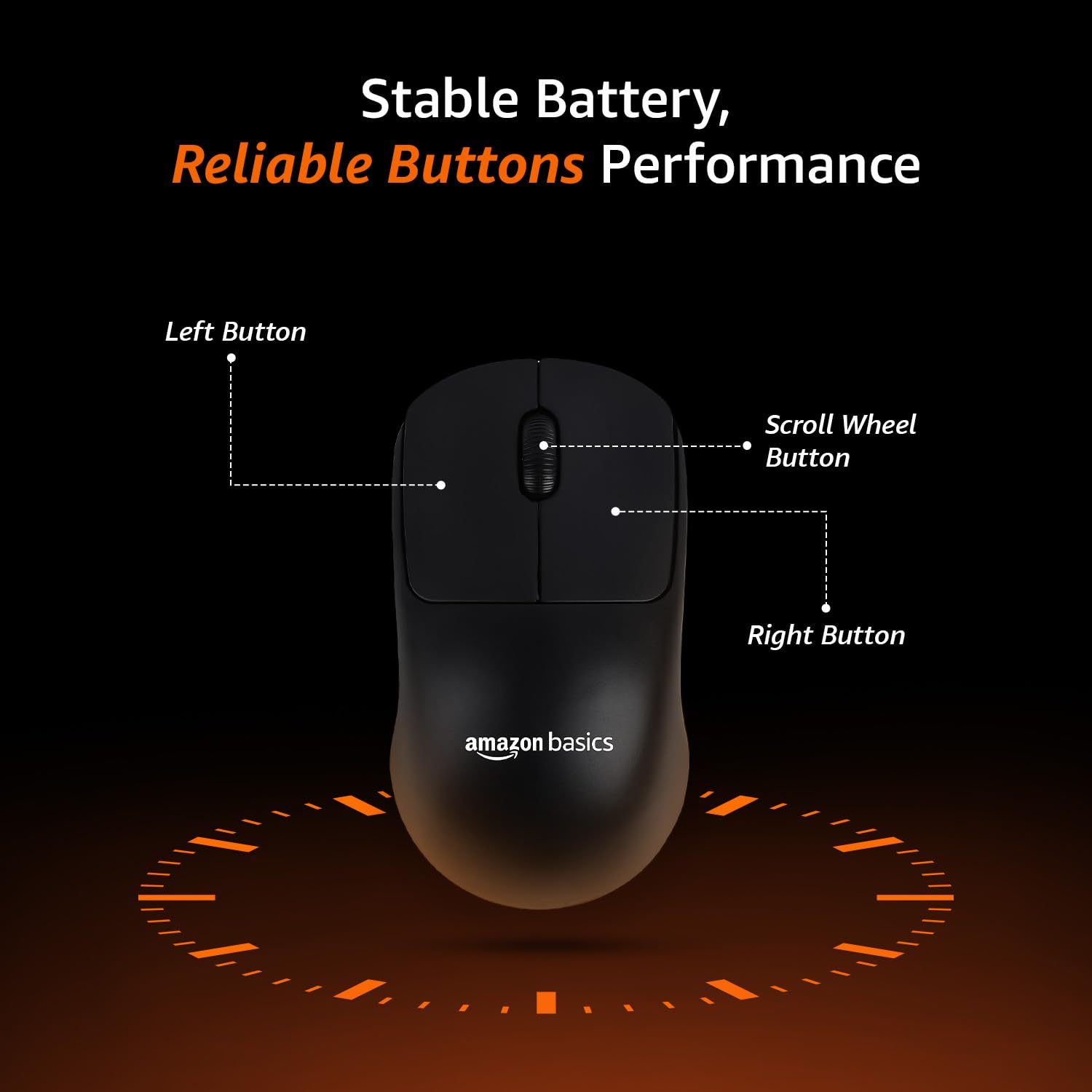 amazon basics Wireless Mouse 2.4GHz with USB Mini Receiver | 1000 DPI Optical Tracking | Silent Clicks | Comfortable Ambidextrous Design | 10m Range | Compatible with PC, Mac, Laptop (Black) - Copy - Image 5